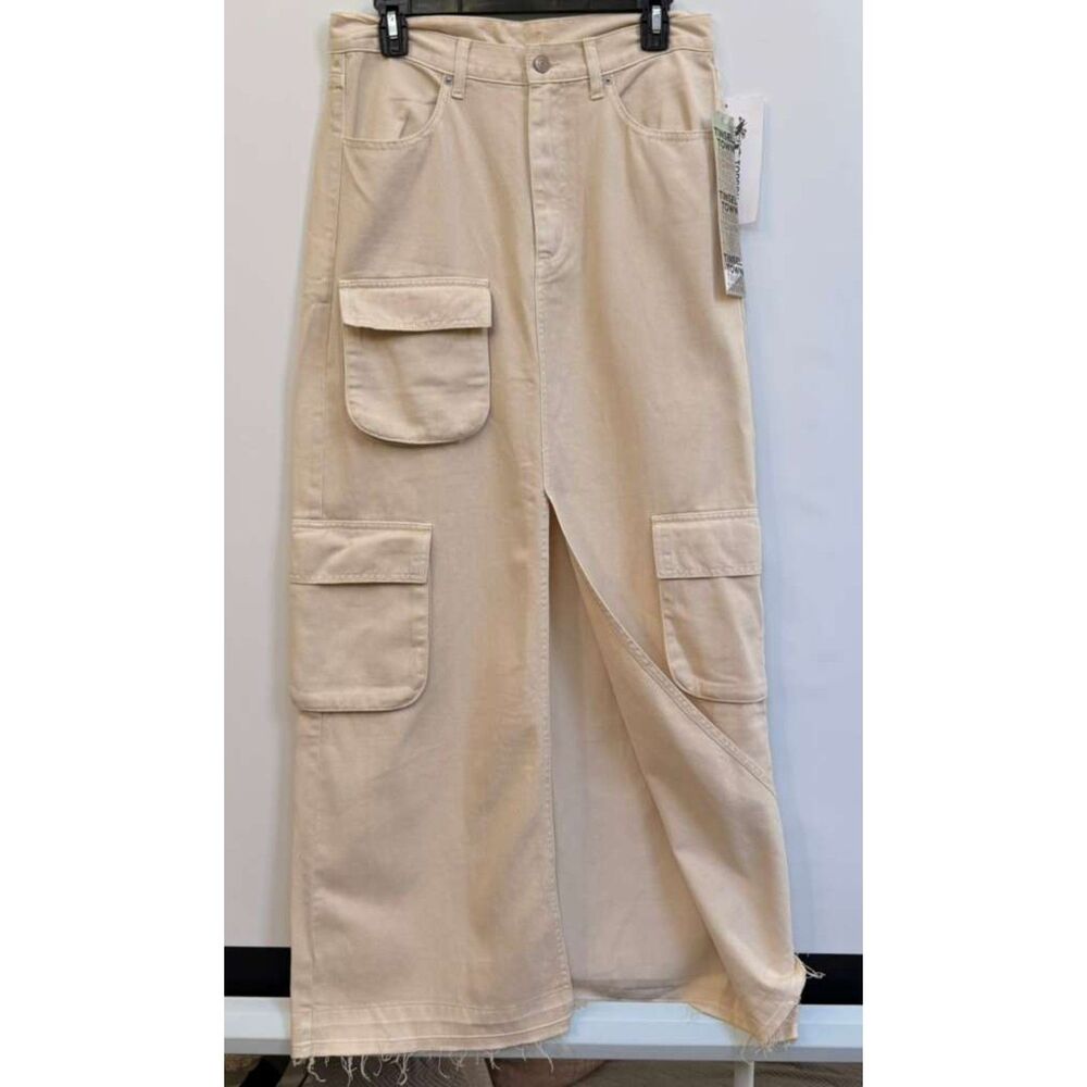 Denim Cargo Long Skirt
